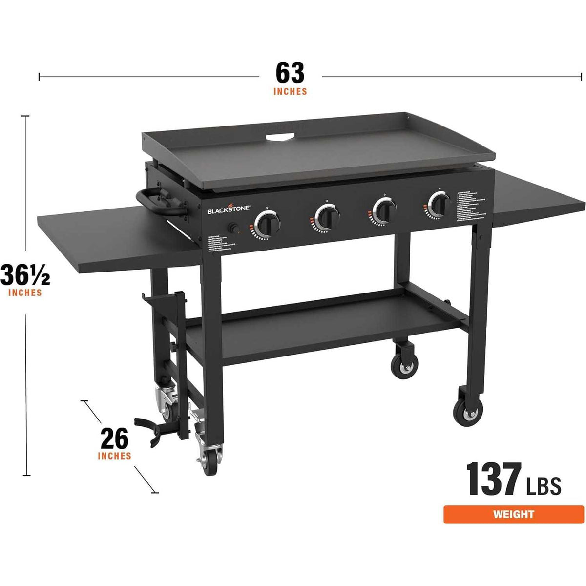 Blackstone 36 Inch 4-Burner Propane Flat Top Griddle Cooking Station - 1554