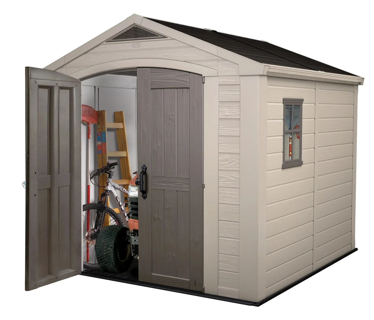 Keter Resin Outdoor Storage Shed, 8 x 11 Foot, 550 Cu. Ft., Taupe