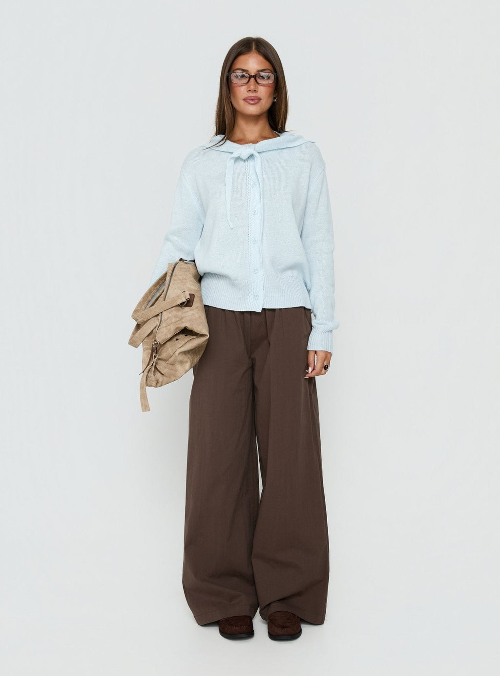 Scarf Tie Sweater Light Blue