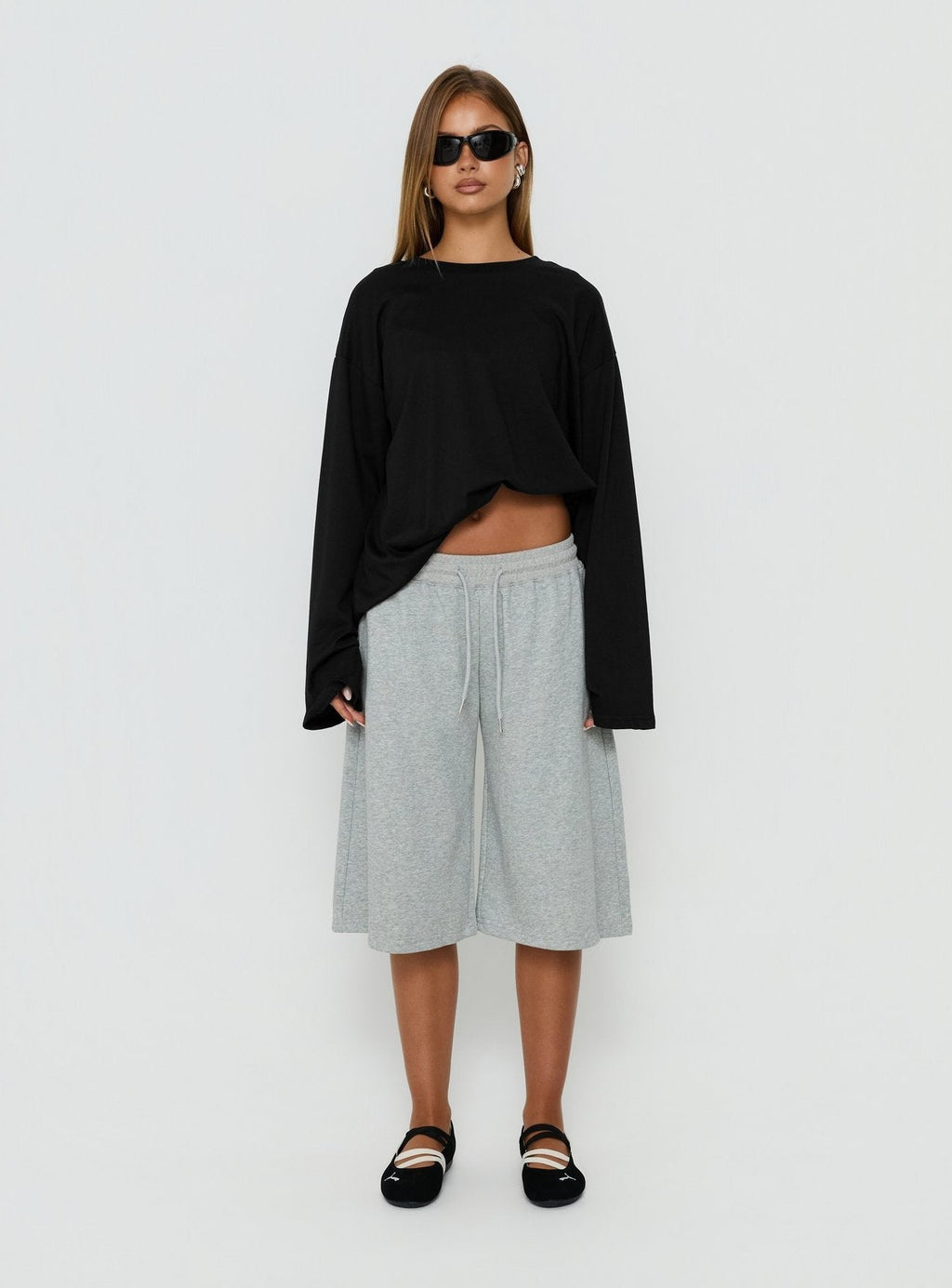 Settle Down Long Sleeve Top Black