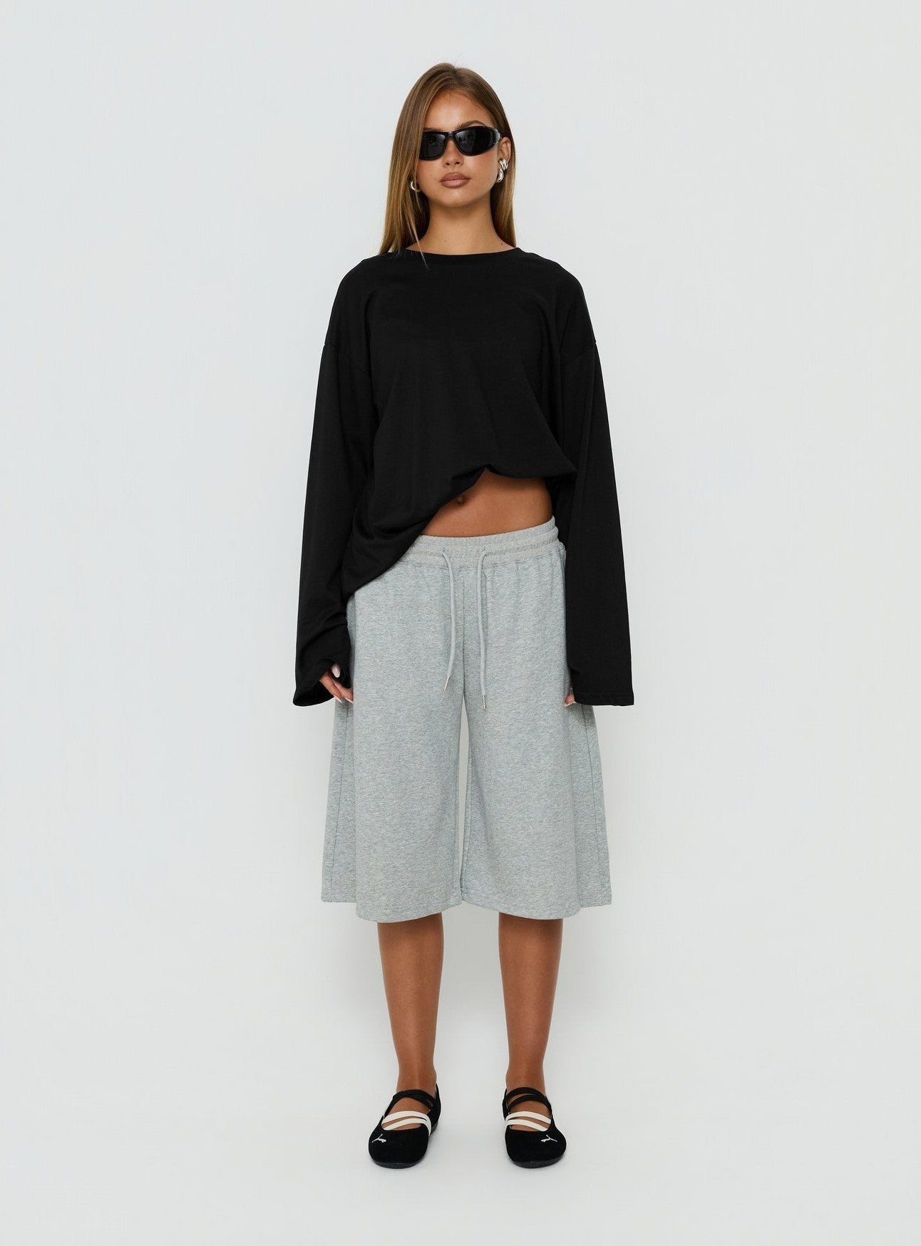 Settle Down Long Sleeve Top Black