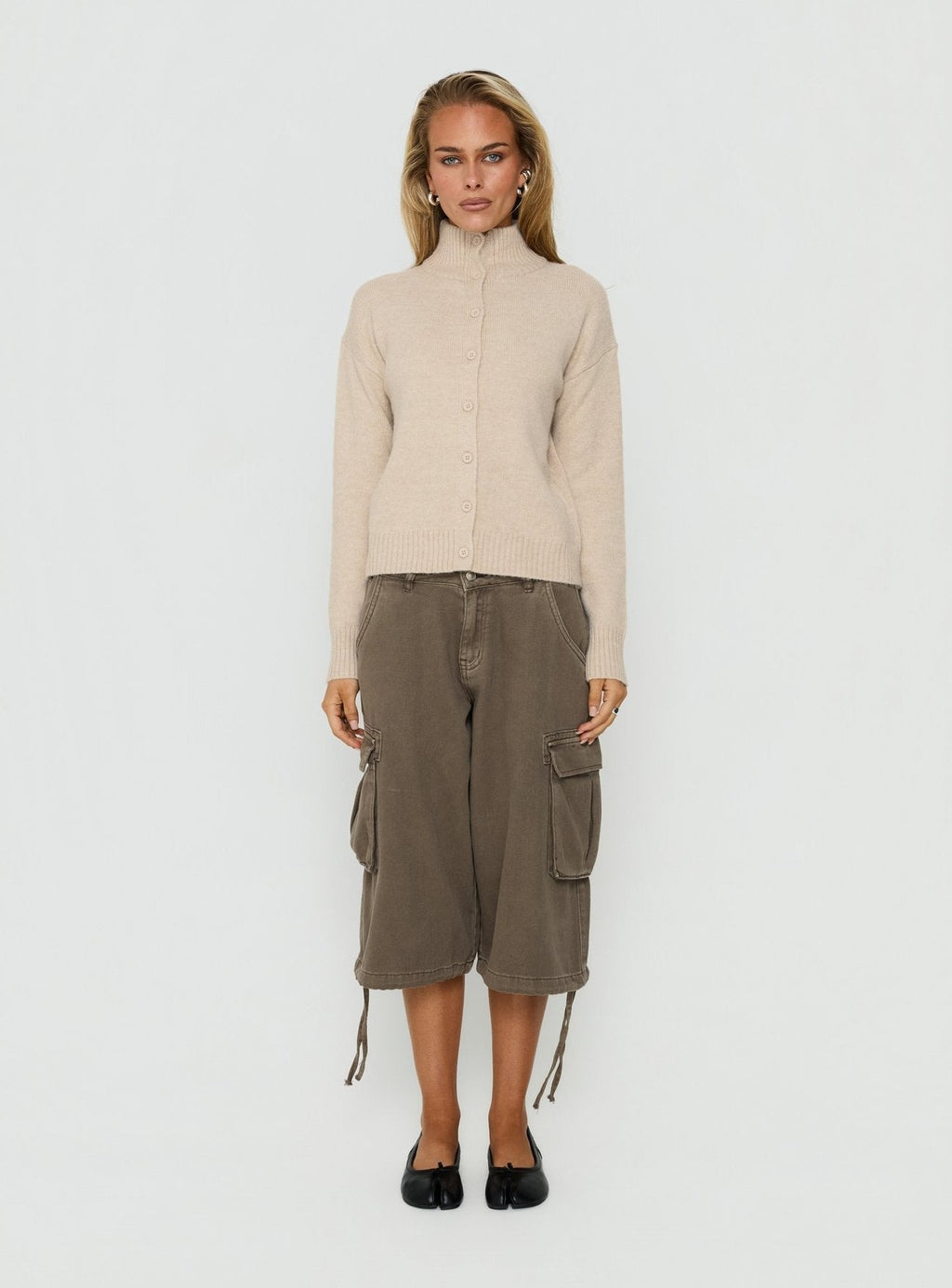 Funnel Neck Cardigan Oat
