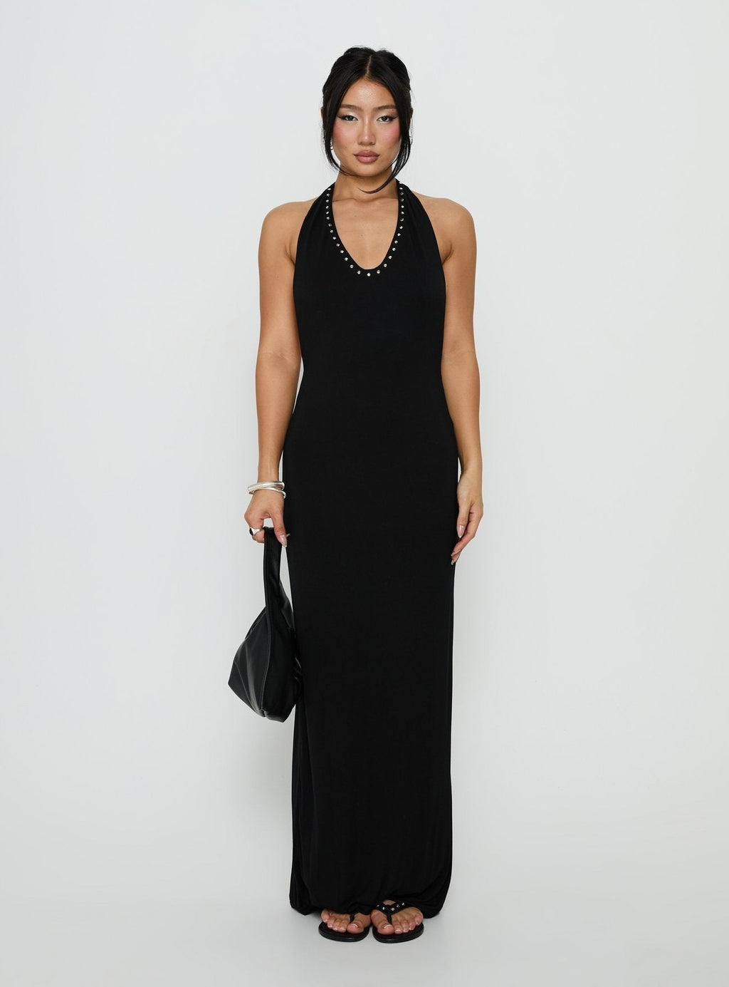 Studded Racerback Maxi Dress Black