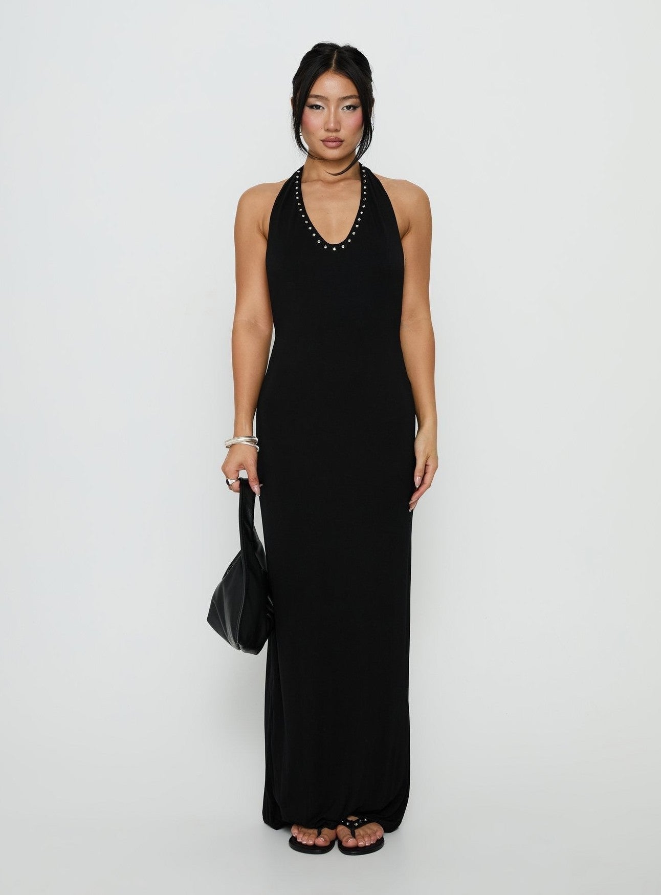 Studded Racerback Maxi Dress Black
