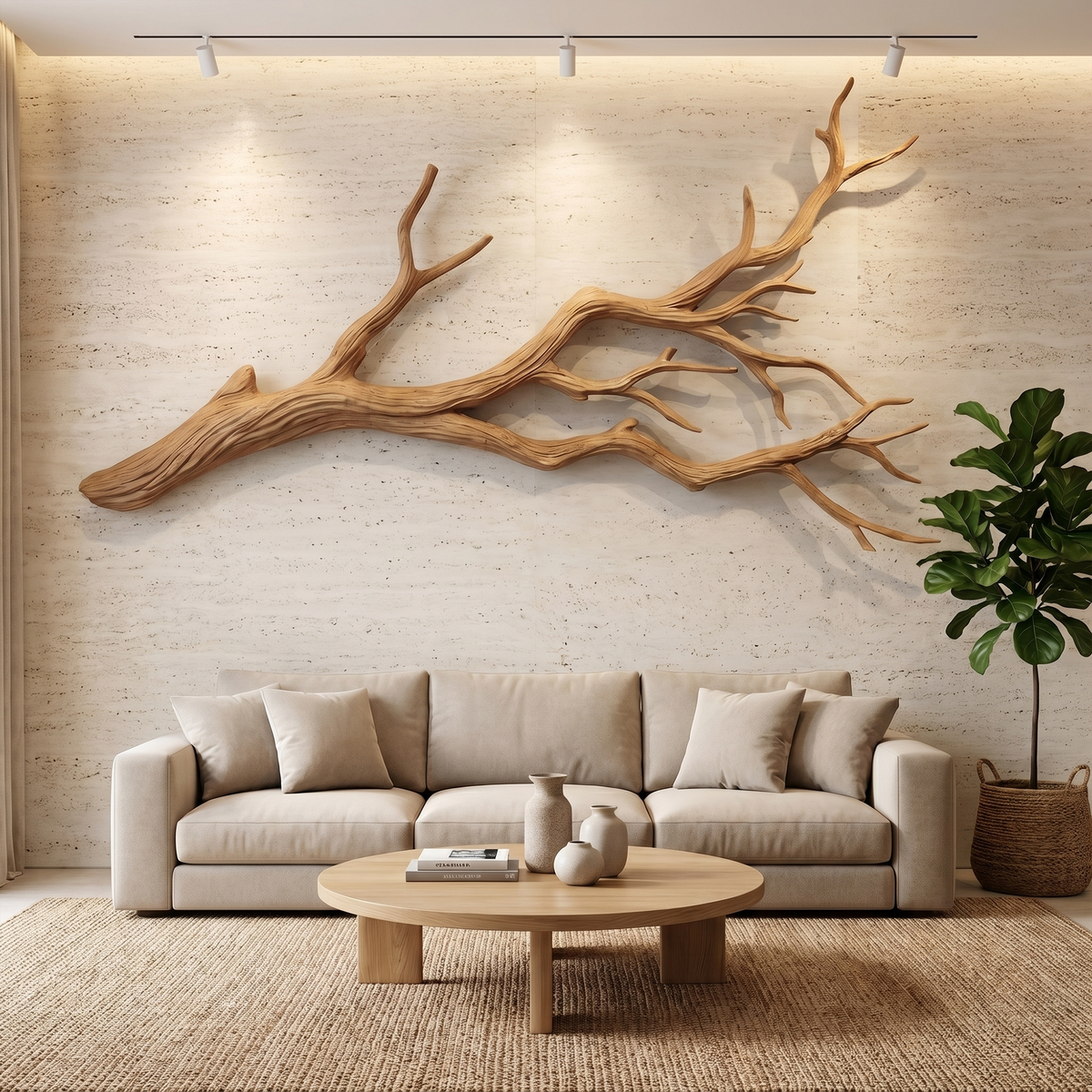 Flowing Wood Branch Wall Sculpture, Contemporary Tree Root Wall Art