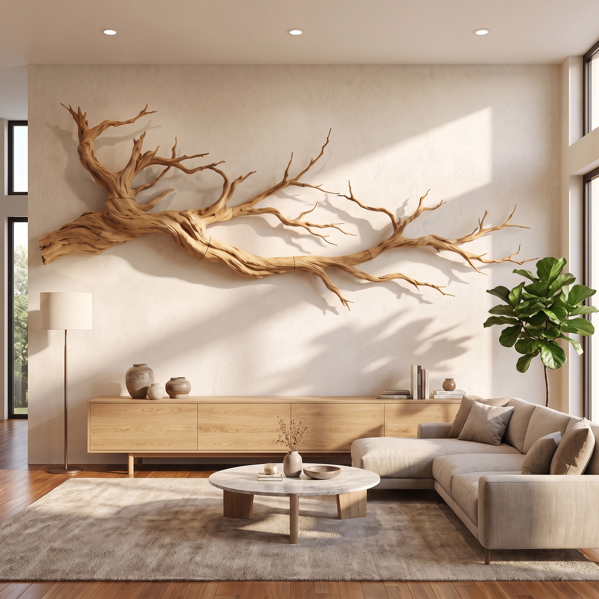 Abstract Tree Root Wall Art, Solid Wood Sculpture for Living Room