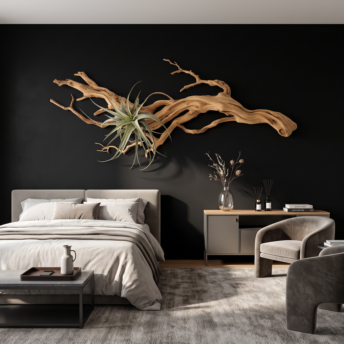 Tree Wall Art, Rustic 3D Wooden Branch Sculpture for Living Room Wall