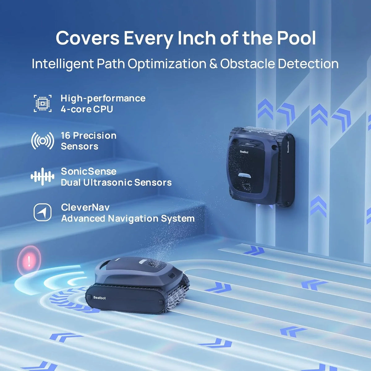 Beatbot Cordless Robotic Pool Vacuum Cleaner, Blue, For Pools Up To 3,230 Sq Ft - AquaSense 2 PRCSDE02G
