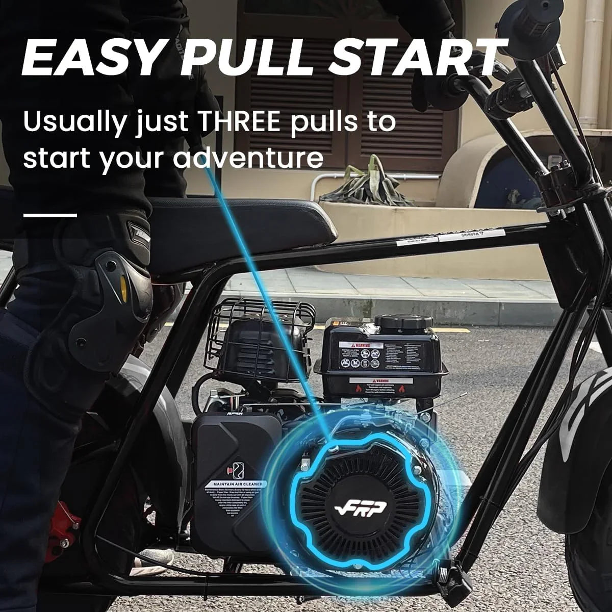 FRP Gas Powered Mini Dirt Bike 99 CC 4 Stroke 3HP Black - GMB100-BLACK-1