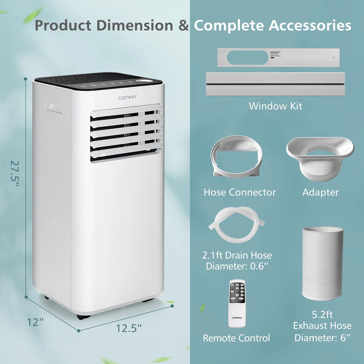 Costway Portable Air Conditioner 10000 BTU 3-in-1 White