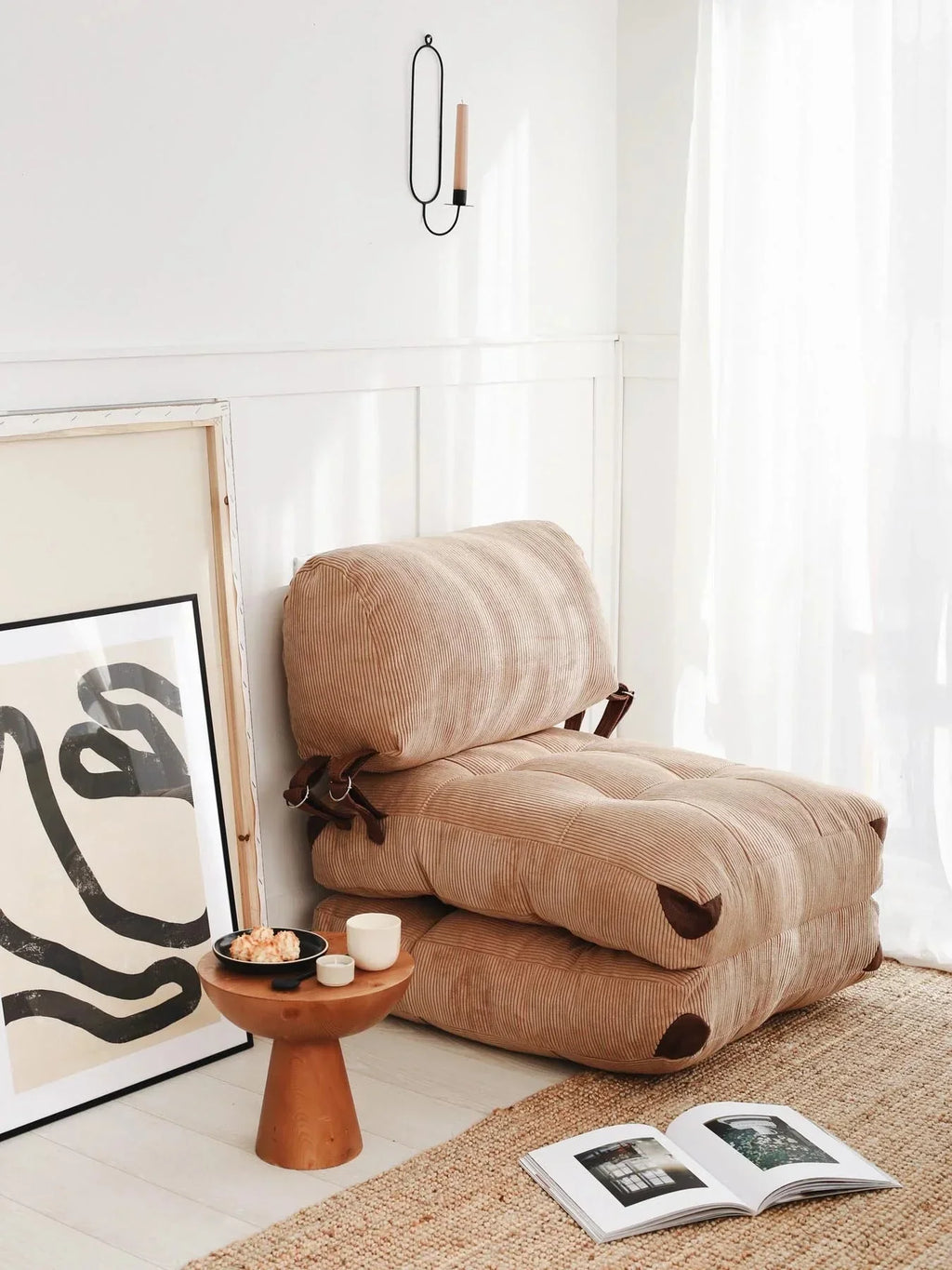 Atelier Del Sofa 1-Seat Sofa Bed, Camel, 80 cm x 70 cm x 60 cm - Fold Kadife
