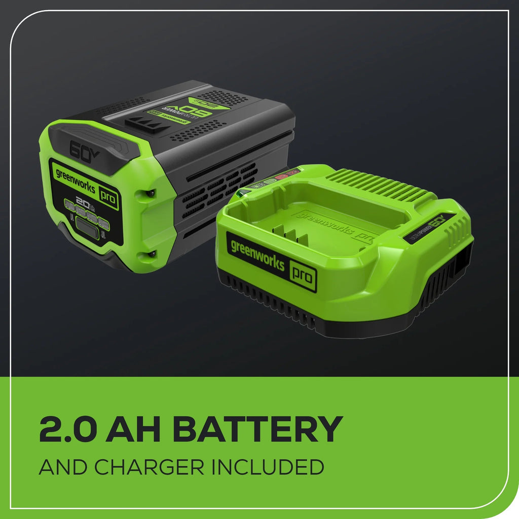 Greenworks Cordless Edger 60V 8 in Brushless With 2.0 Ah Battery And Charger