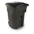 96 Gal. Brownstone Trash Can With Quiet Wheels And Lid