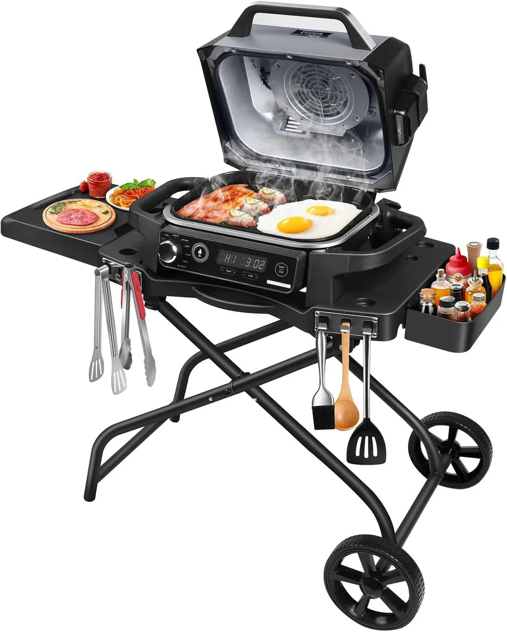 GRILL FORCE Collapsible Grill Stand For Ninja Woodfire Grill, Traeger, Pit Boss, And 22in Blackstone Griddle