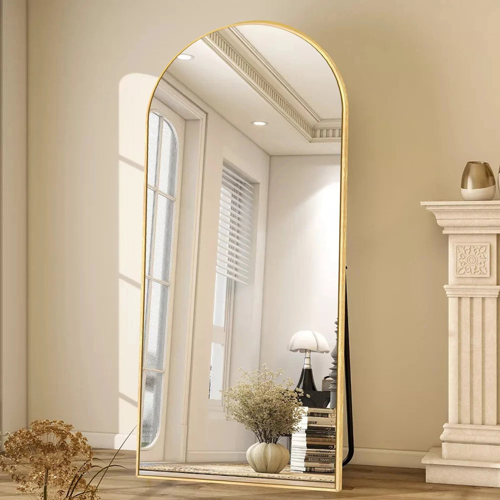 Arched Full Length Floor Mirror With Aluminum Alloy Frame - 65x22, 71x24, 71x28, 71x32