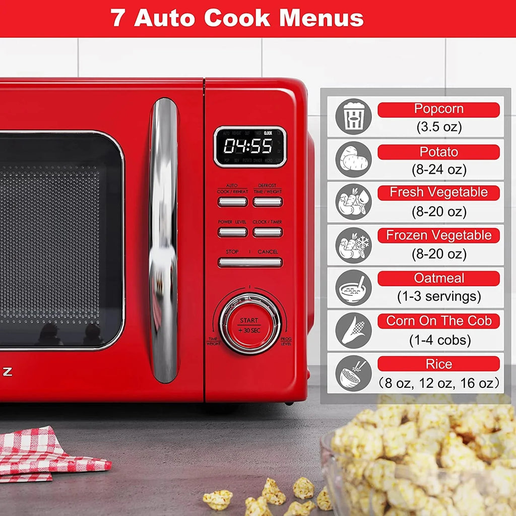 Galanz Retro Countertop Microwave Oven, 0.9 cu ft, Red - GLCMKZ09RDR09