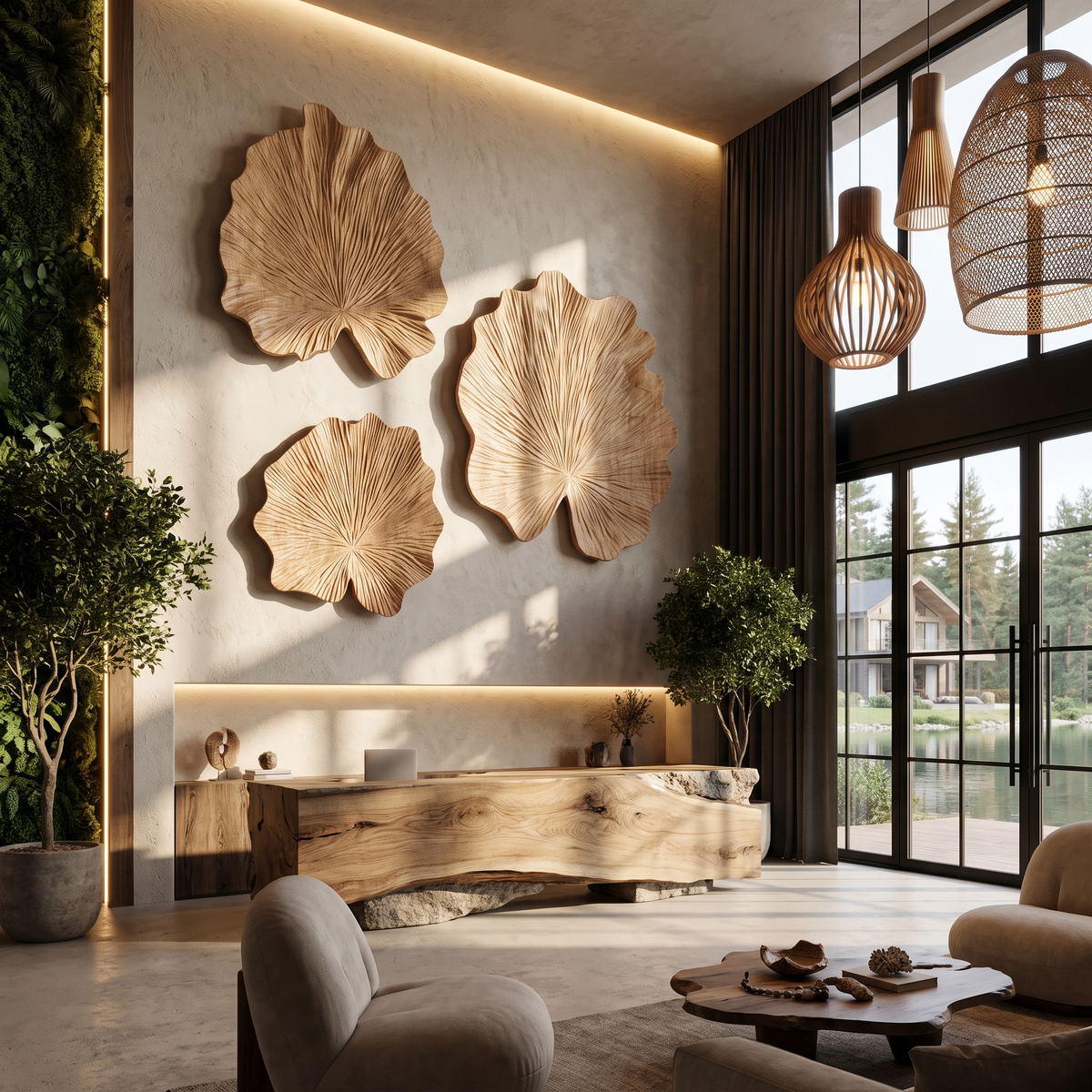Wood Wall Sculpture, Cubist Face Round Wall Art for Living Room