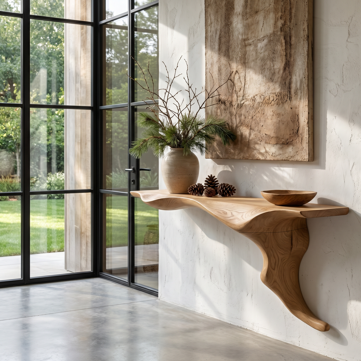 Wall Mounted Console Table, Sculptural Tree Root Entryway Shelf