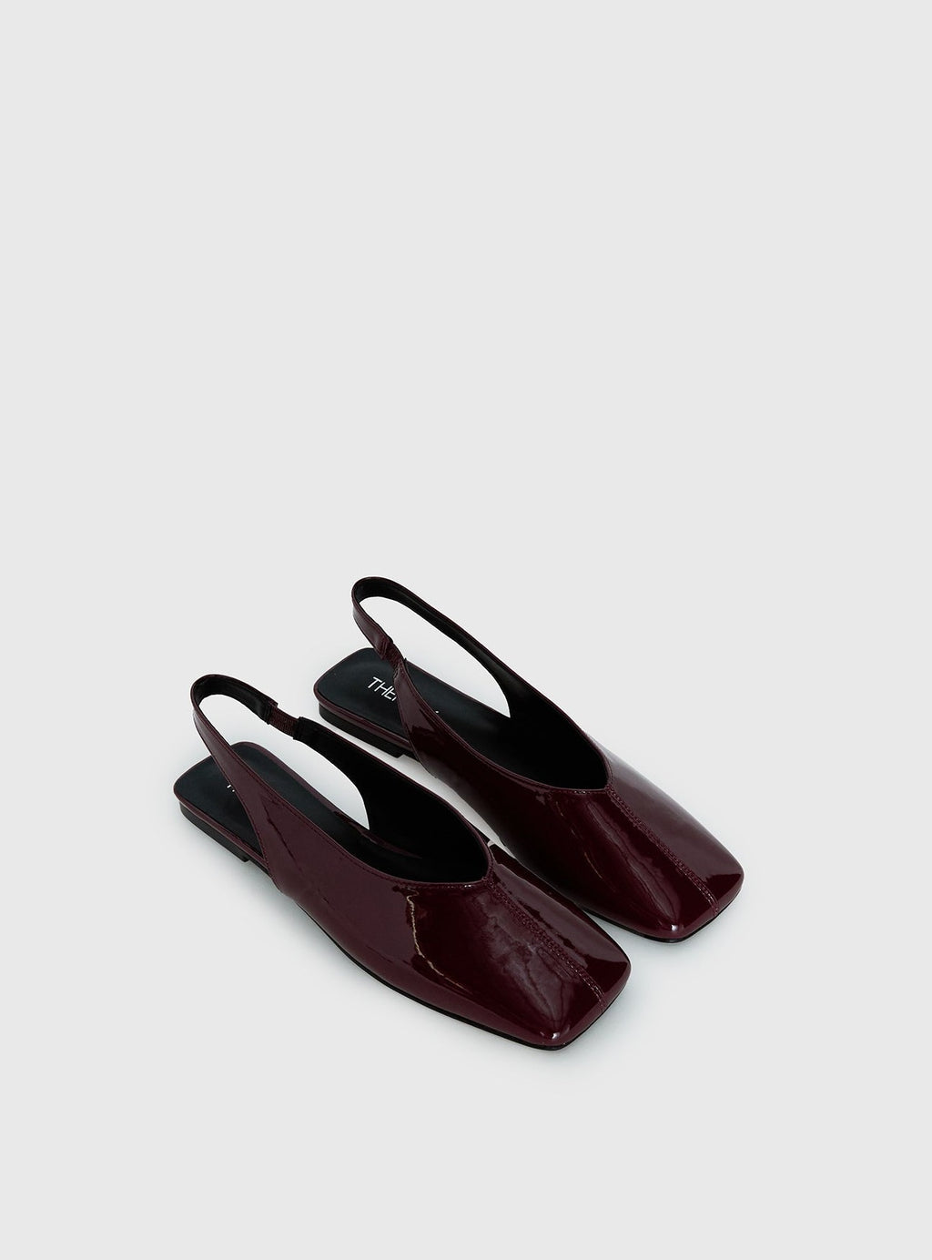 Patent Square Toe Flats Red