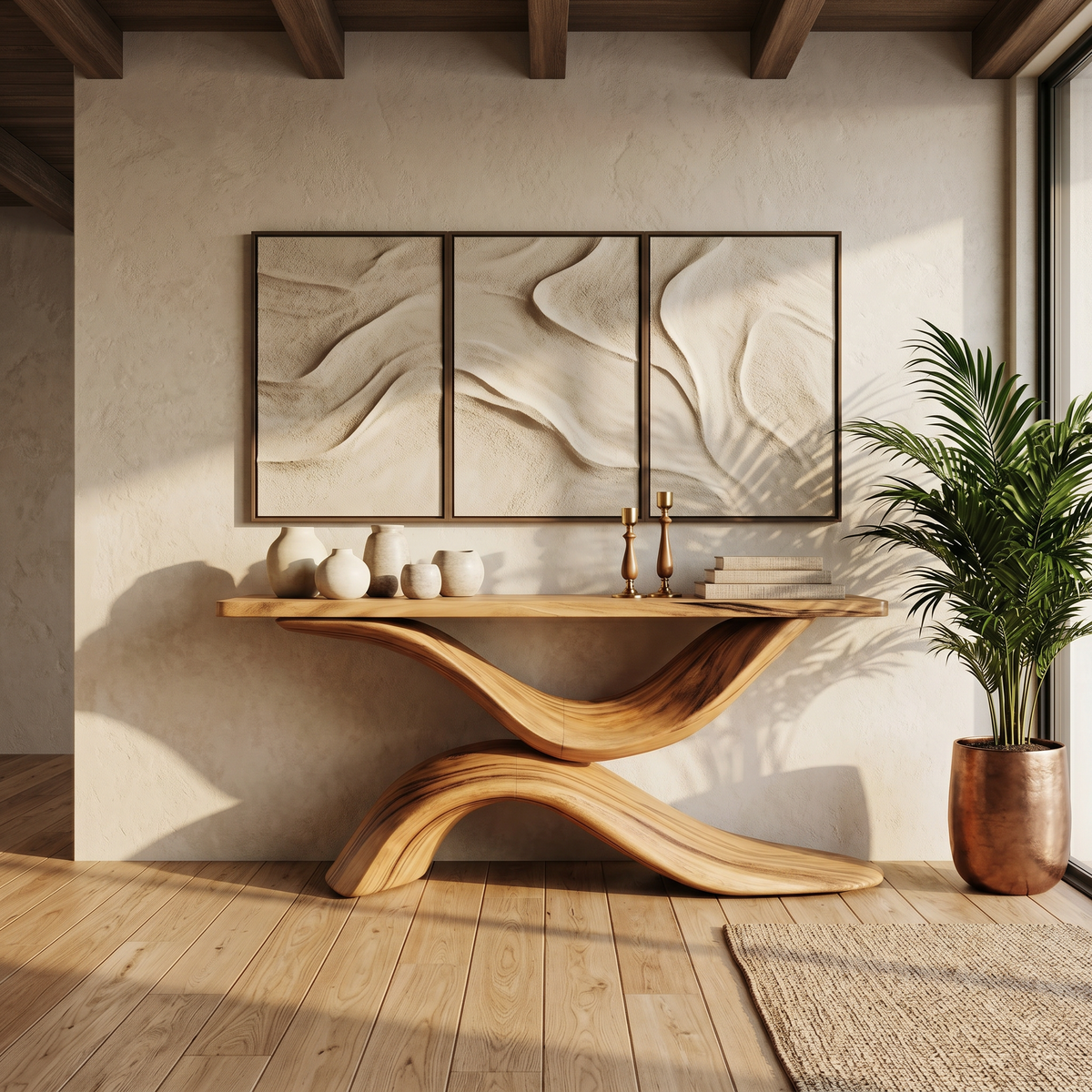 Live Edge Console Table Handcrafted Solid Wood Entryway Table