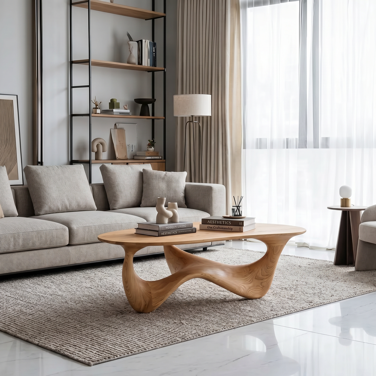 Live Edge Coffee Table, Rustic Solid Wood Low Table for Living Room