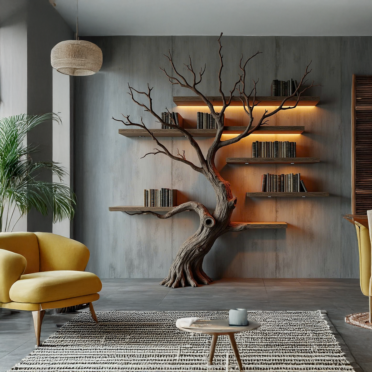 Tree Wall Shelf, Handcrafted Wooden Floating Branch Bookshelf