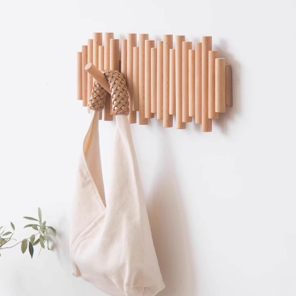 Piano Coat Hooks, Modern Wood Wall Rack for Keys, Hats and Coats
