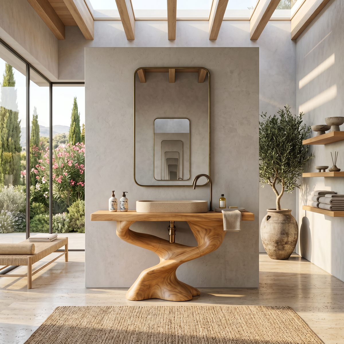 Solid Wood Bathroom Vanity, Handcrafted Live Edge Farmhouse Vanity