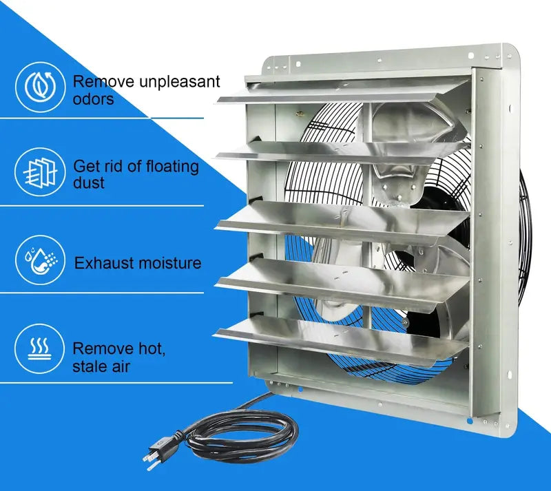 KEN BROWN 20 Inch Corrosion-Resistant Shutter Exhaust Fan With Automatic Aluminum Shutters