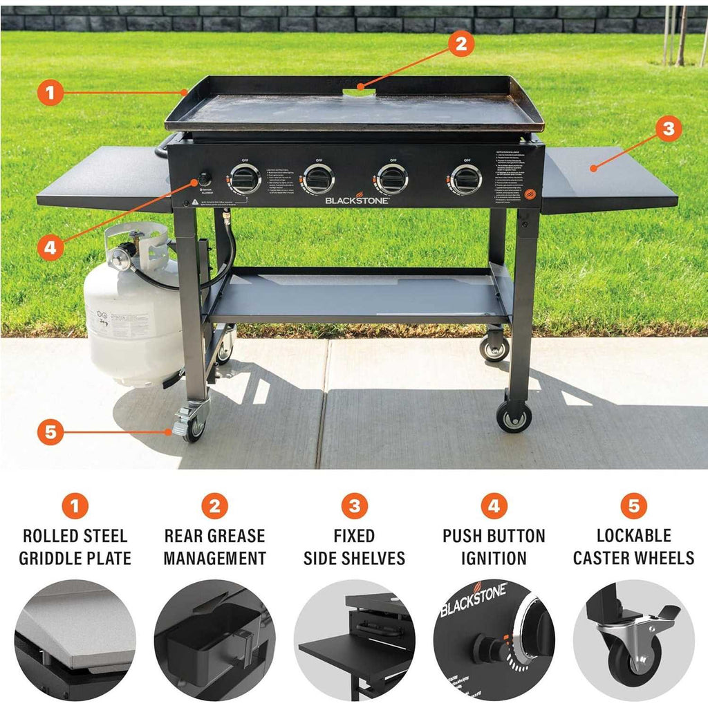 Blackstone 36 Inch 4-Burner Propane Flat Top Griddle Cooking Station - 1554