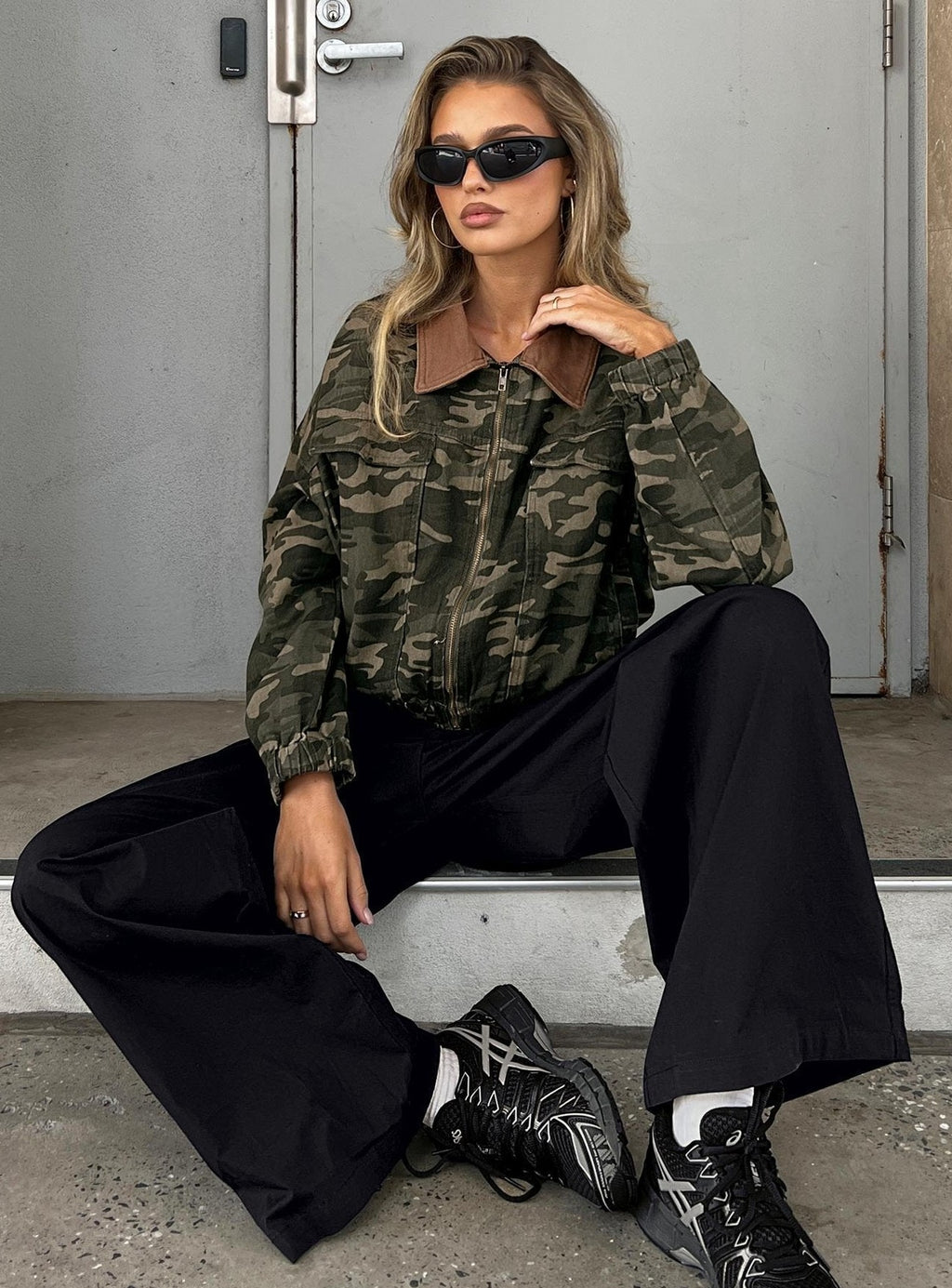 Oversized Bomber Jacket Camo