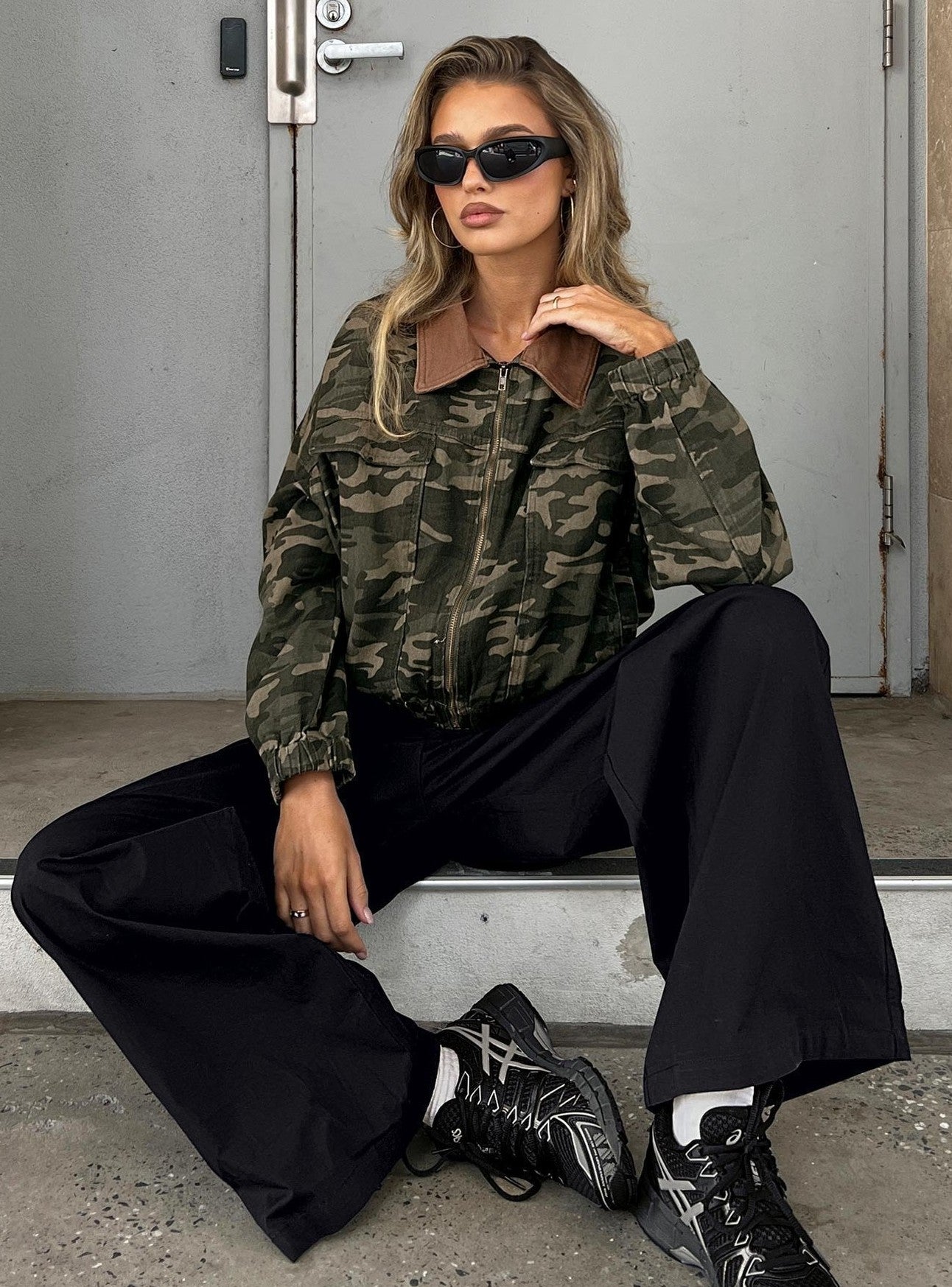 Oversized Bomber Jacket Camo