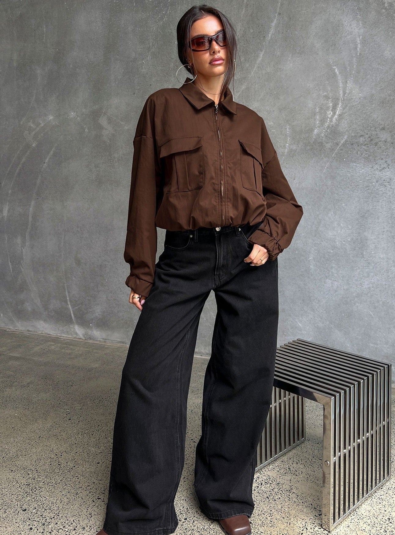 Right Time Bomber Jacket Chocolate