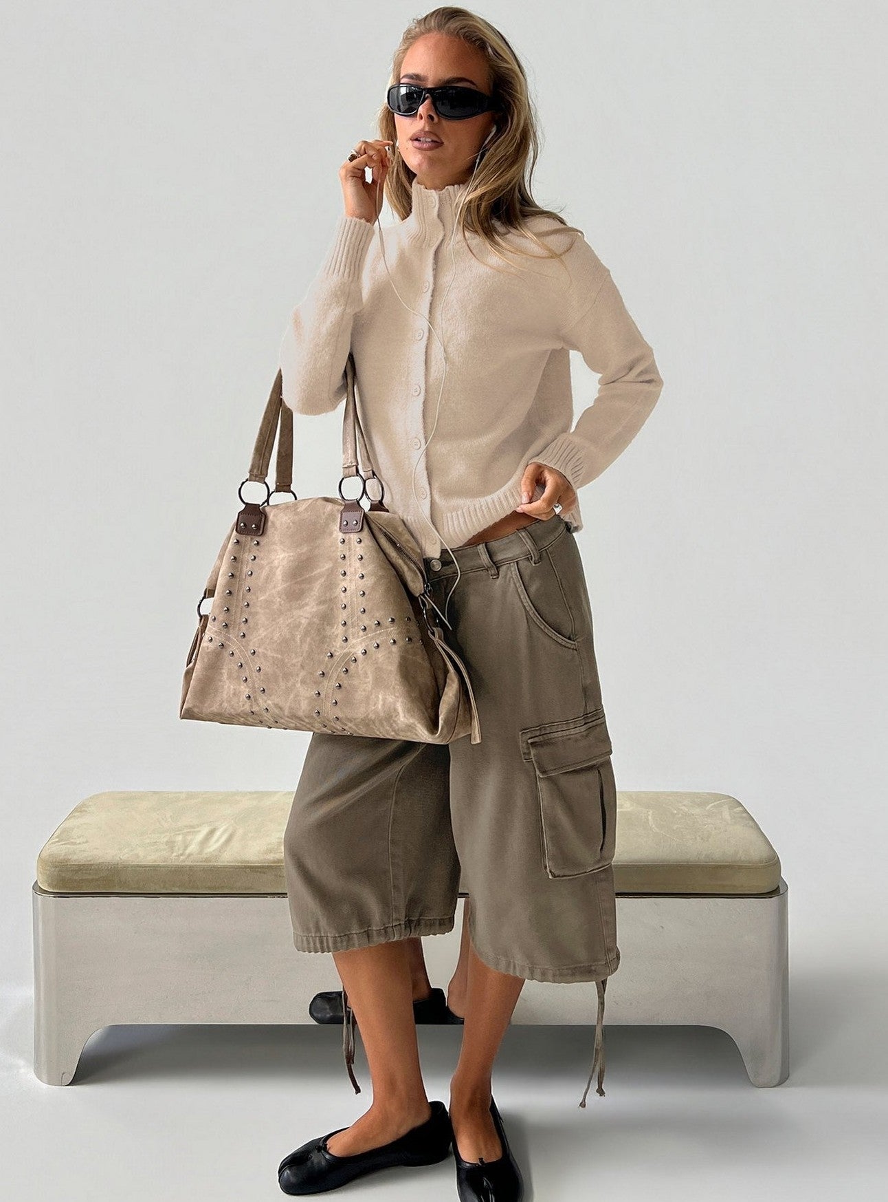 Funnel Neck Cardigan Oat