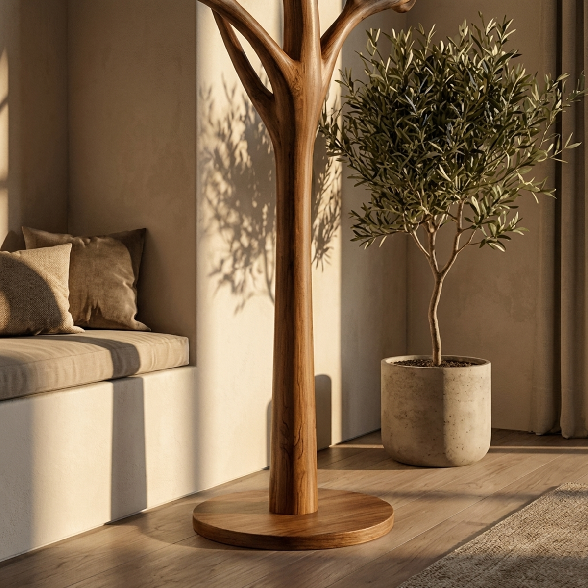 Tree Coat Stand, Rustic Driftwood Branch Coat Rack for Mudroom