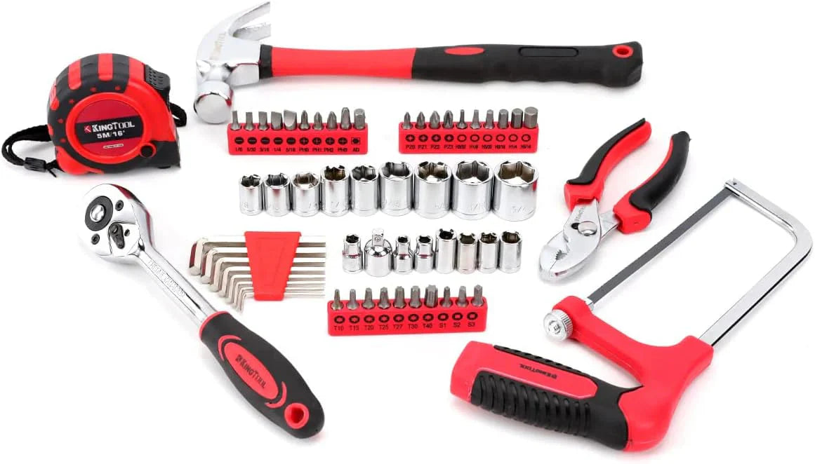 KINGTOOL 286-Piece Home Auto Repair Tool Set With Rolling Tool Box And 21V Max Cordless Power Drill