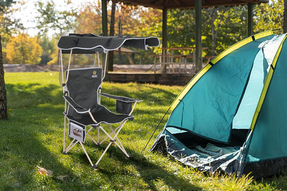 Nice C Canopy Camping Chairs 2-Pack Green With Footrest