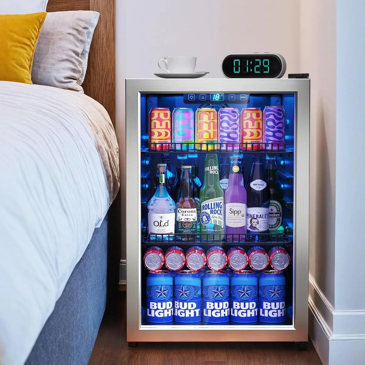 120 Can Freestanding Beverage Refrigerator Cooler, 3.2 Cu.Ft, Black