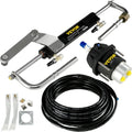 Hydraulic Outboard Steering System Kit, 90 HP, 20ft Hose, Black Aluminum