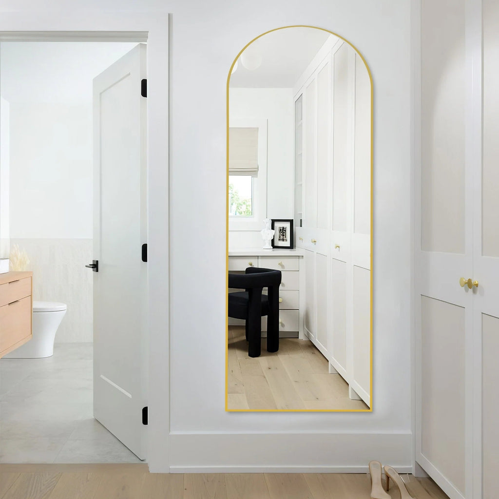 Full-Length Floor Mirror 64x21, Aluminum Alloy Frame With Stand And Wall Mount Option