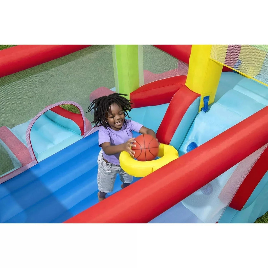 Up, In and Over Wonder Hoops 10ft Inflatable Bounce House Park With Basketball And Slide