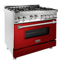 Professional Gas-on-Gas Range, 36 in, 6 Burner, Red Gloss Door
