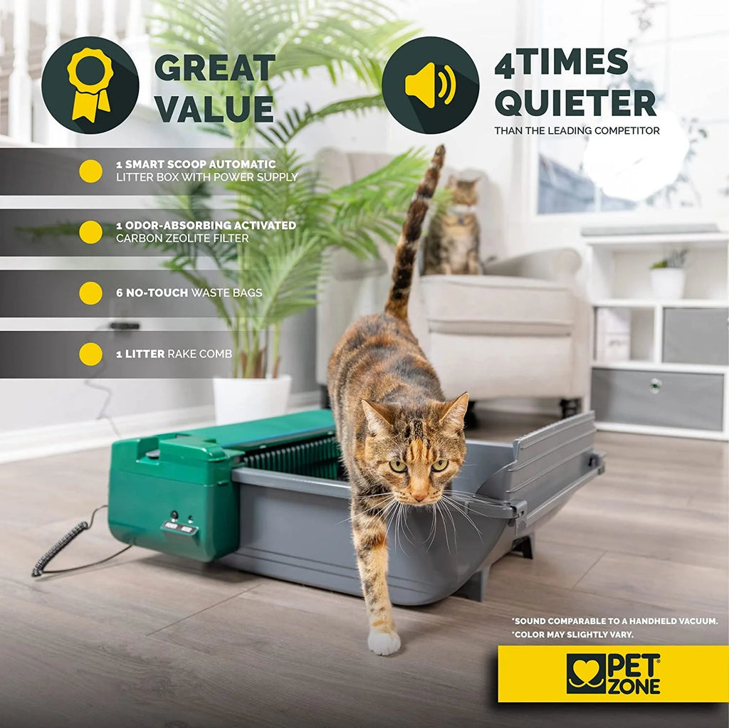 Pet Zone Automatic Self-Cleaning Litter Box With 6 Waste Bags - Smart Scoop