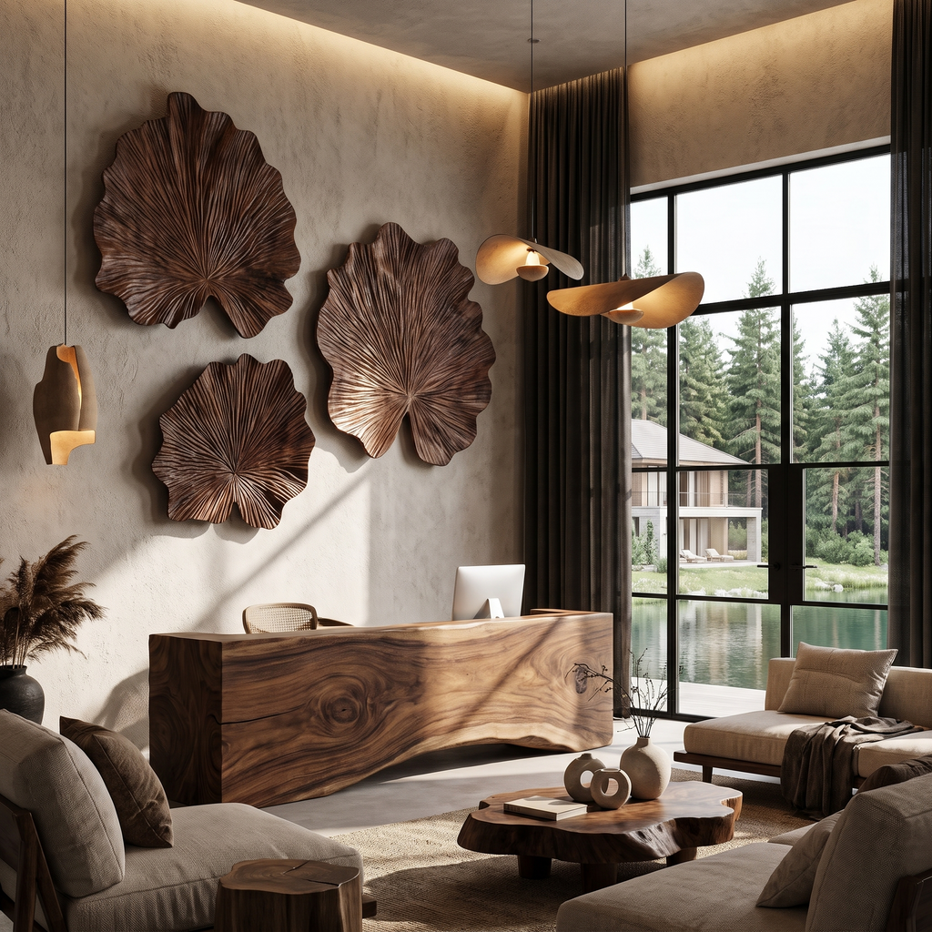 Wood Wall Sculpture, Cubist Face Round Wall Art for Living Room