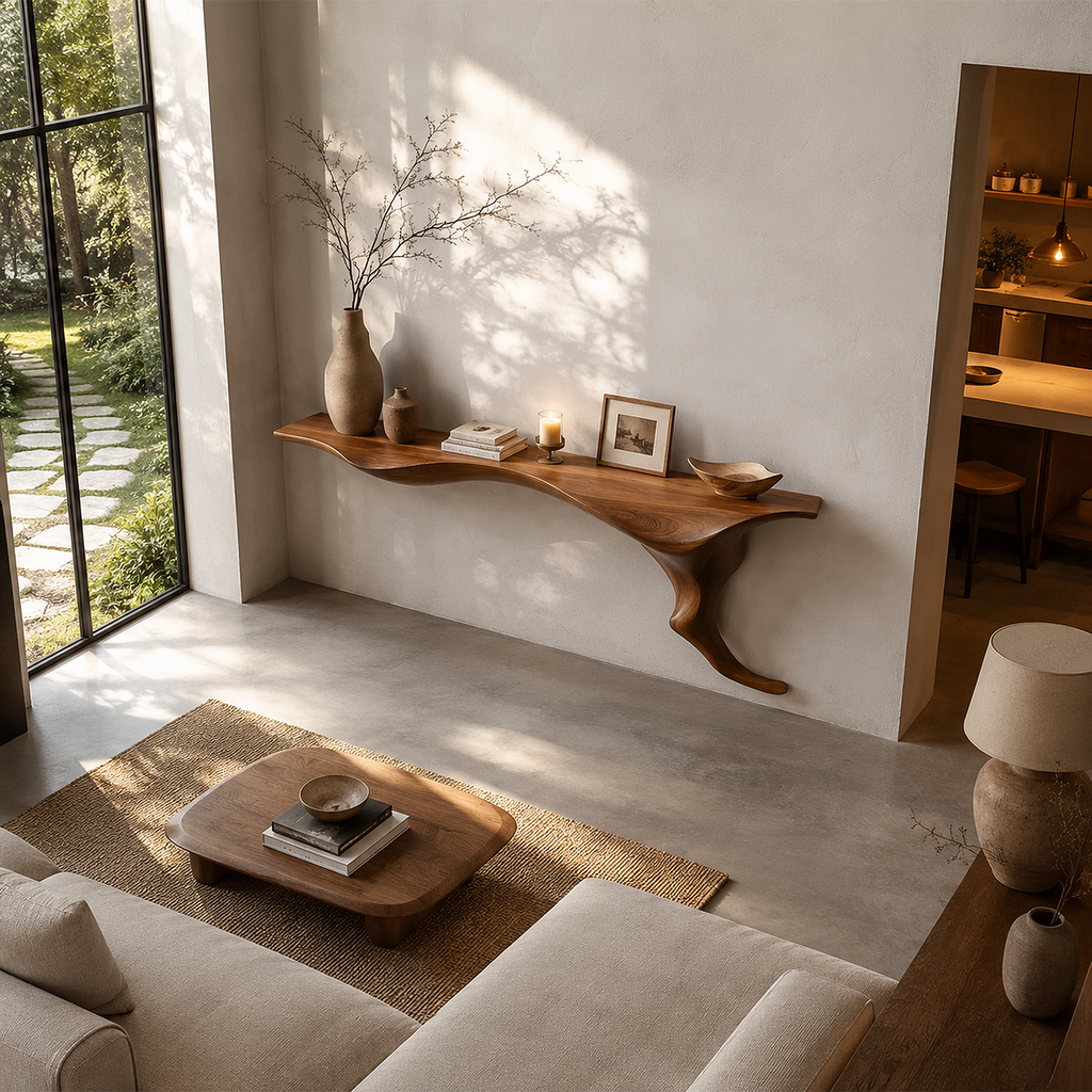 Wall Mounted Console Table, Sculptural Tree Root Entryway Shelf