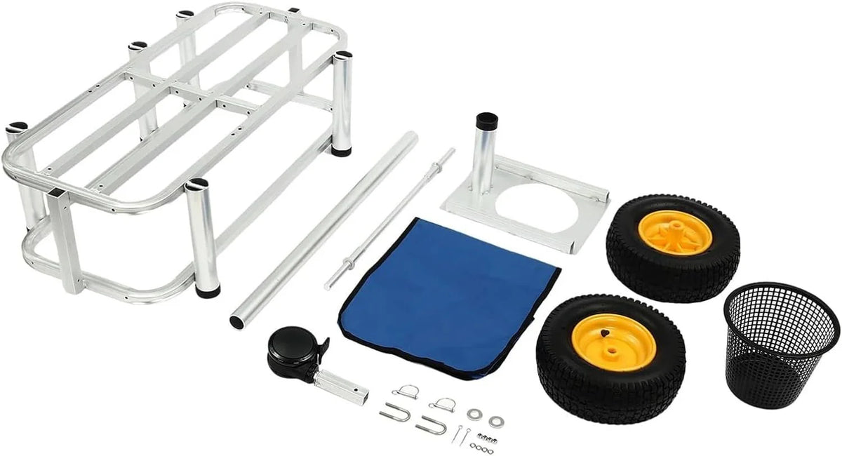 Fishing Beach Cart Wagon With Pneumatic Tires, Cargo Basket And 176lbs Load Capacity