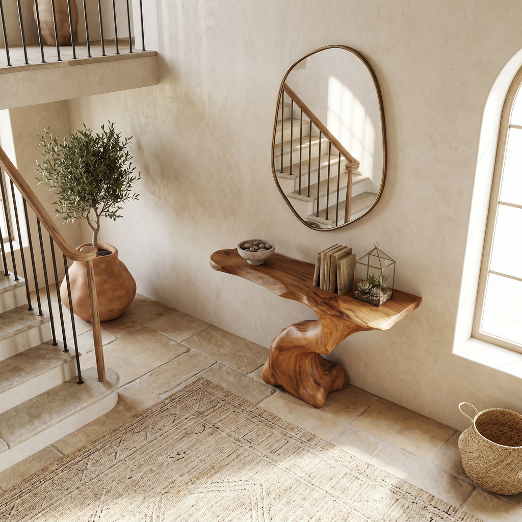Rustic Entryway Table, Solid Wood Console Table for Hallway and Foyer