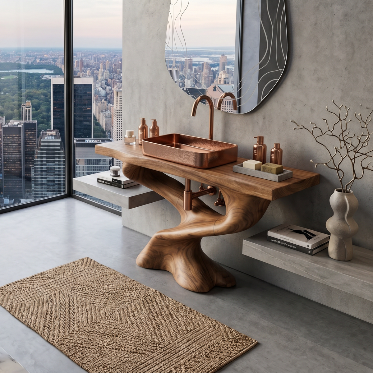 Solid Wood Bathroom Vanity, Handcrafted Live Edge Farmhouse Vanity