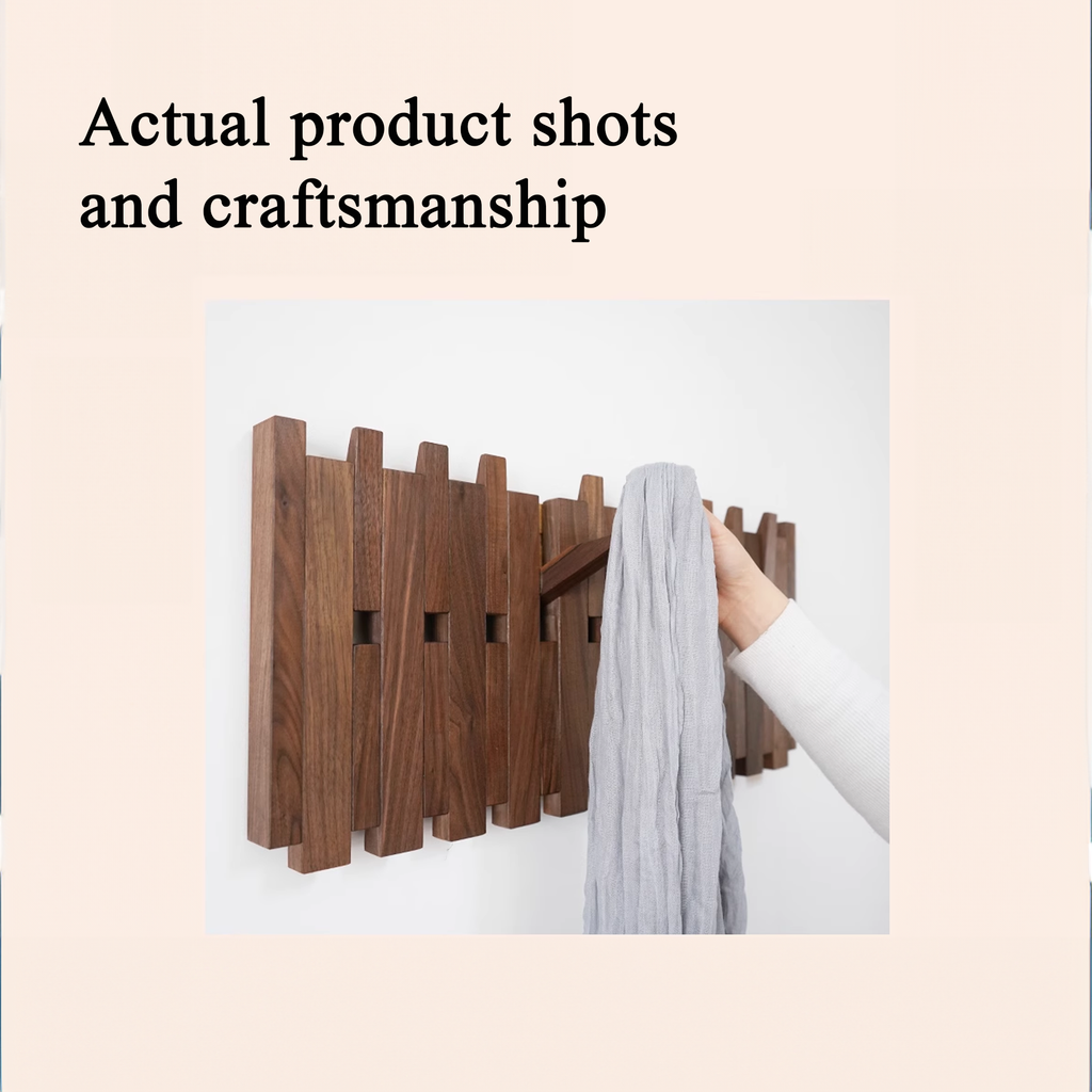 Piano Coat Rack Wall Mount, Solid Wood Entryway Hooks for Music Lovers