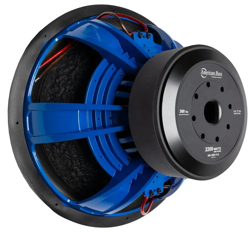 American Bass 18 Inch Subwoofer, 2000W RMS, Dual 1 Ohm Voice Coil, Black, Kevlar Cone
